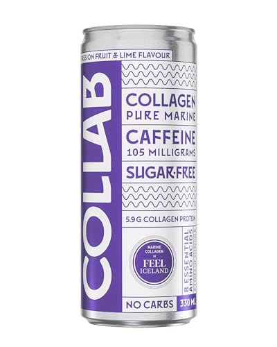 COLLAB Passionfruit & Lime – Zuckerfreies isländisches Erfrischungsgetränk mit marinem Kollagen und natürlichem Koffein – 330 ml Dose COLLAB Passionfruit & Lime – Zuckerfreies isländisches Erfrischungsgetränk mit marinem Kollagen und natürlichem Koffein – 330 ml Dose von Collab