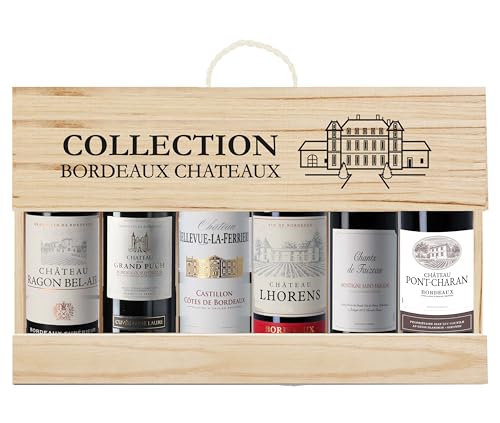 Collection Bordeaux - Geschenkset mit 6 Rotweinen aus Bordeaux in einer Geschenkverpackung aus Holz (6 x 0,375l) von Calvet