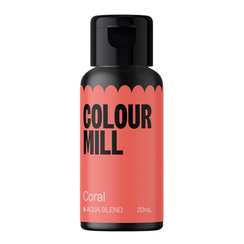 Colour Mill Aqua Blend Lebensmittelfarbe auf Wasserbasis Coral - Lebensmittel Farbe Sehr Intensiv, Hoch Konzentriert, Vegan - 20 ml von Colour Mill