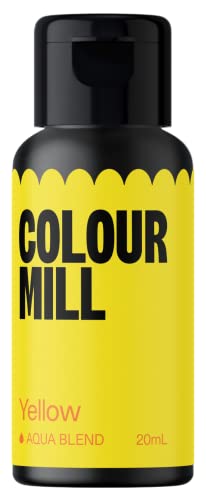 Colour Mill Aqua Blend Lebensmittelfarbe, flüssig, 20 ml, Wasserbasis, natürliche Kuchendekorationsfarbe, ideal für Zuckerguss, Cupcakes, Fondant, Cocktails, koscher und veganfreundlich, Gelb von Colour Mill