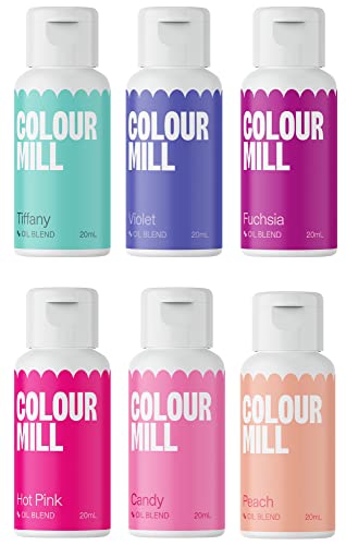 Colour Mill Oil Blend Set Fairy Tale Lebensmittelfarben auf Ölbasis - Lebensmittelfarben: Tiffany, Violet, Fuschia, Hot Pink, Candy, Peach - Food Coloring für Tortendeko - Set/6 Colour Mill Oil Blend Set Fairy Tale Lebensmittelfarben auf Ölbasis - Lebensmittelfarben: Tiffany, Violet, Fuschia, Hot Pink, Candy, Peach - Food Coloring für Tortendeko - Set/6 von Colour Mill
