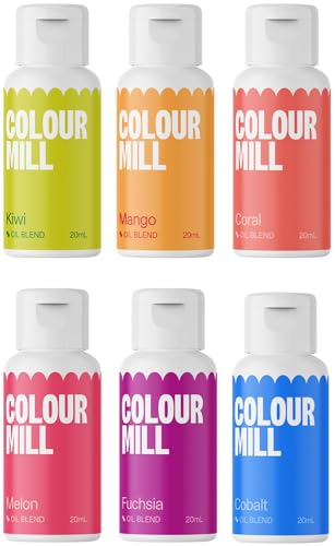 Colour Mill Oil Blend Tropical Lebensmittelfarben auf Ölbasis - Lebensmittelfarben: Mango, Kiwi, Coral , Melon, Fuchsia, Cobalt - Food Coloring für Tortendeko - Set/6 Colour Mill Oil Blend Tropical Lebensmittelfarben auf Ölbasis - Lebensmittelfarben: Mango, Kiwi, Coral , Melon, Fuchsia, Cobalt - Food Coloring für Tortendeko - Set/6 von Colour Mill