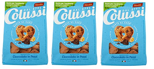 3x Colussi Biscotti Frollino con Cioccolato in Pezzi Butterkekse mit Schokoladenstückchen Kekse Biscuits 300g von Colussi