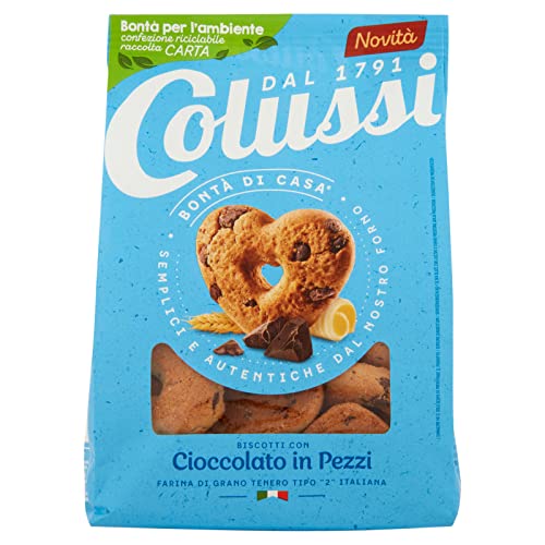 Colussi Biscotti Frollino con Cioccolato in Pezzi Butterkekse mit Schokoladenstückchen Kekse Biscuits 300g von Colussi