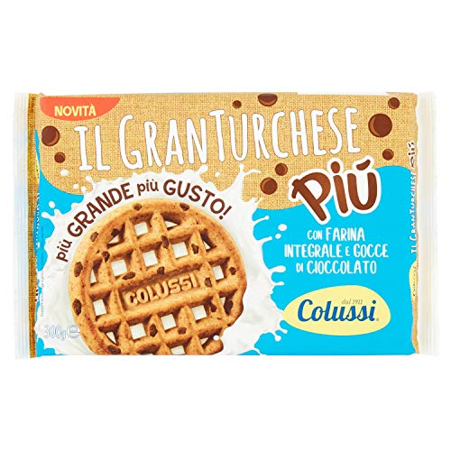 Colussi Granturchese Più Biscotti Con Farina Integrale e Gocce di Cioccolato mit Vollkornmehl und Schokoladenstückchen Kekse cookie Kleingebäck 300g von Colussi