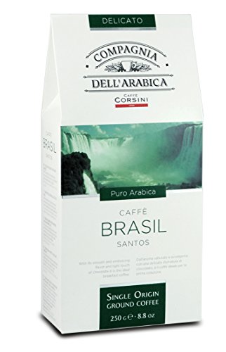 Compagnia Dell'Arabica Brasil Kaffee Santos volles samtiges Aroma mit schokoladiger Abtönung, 1er Pack (1 x 250 g) von Compagnia Dell'Arabica