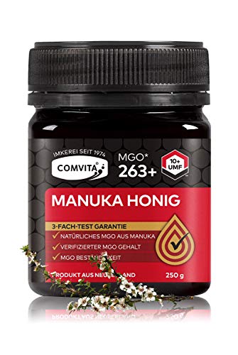 Comvita Manuka Honig 263+ MGO (UMF™ 10+) – 250 gr Manuka-Honig – Das Original aus Neusseland – Mit zertifizierten Methylglyoxal Gehalt von Comvita