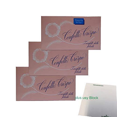 Confetti Crispo "Hochzeitsmandeln oder Taufmandeln" rosa, 3x 1 kg + usy Block von Confetti Crispo