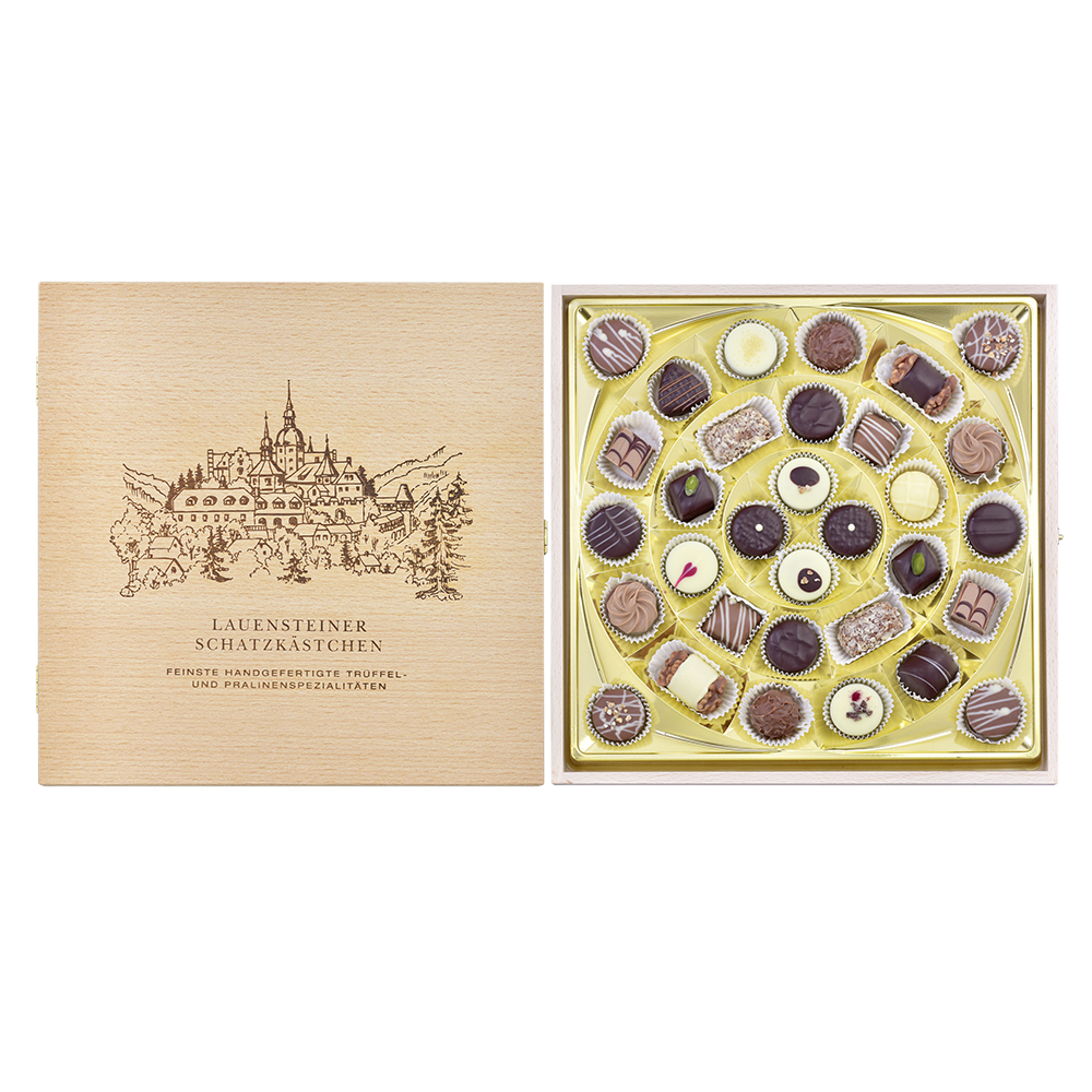 Buchenholz-Schatzkästchen Buchenholz-Schatzkästchen von Confiserie Burg Lauenstein GmbH
