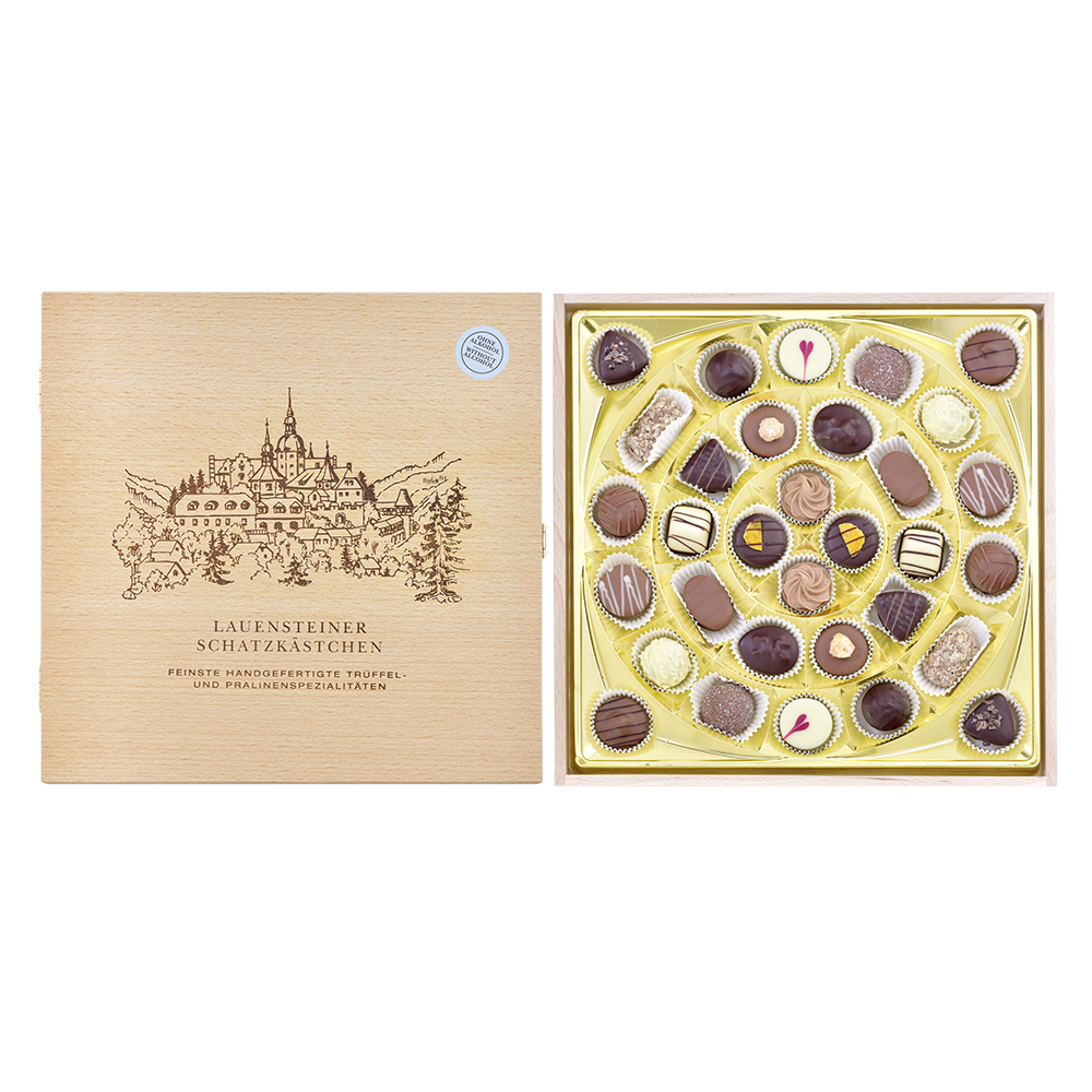 Buchenholz-Schatzkästchen Buchenholz-Schatzkästchen von Confiserie Burg Lauenstein GmbH