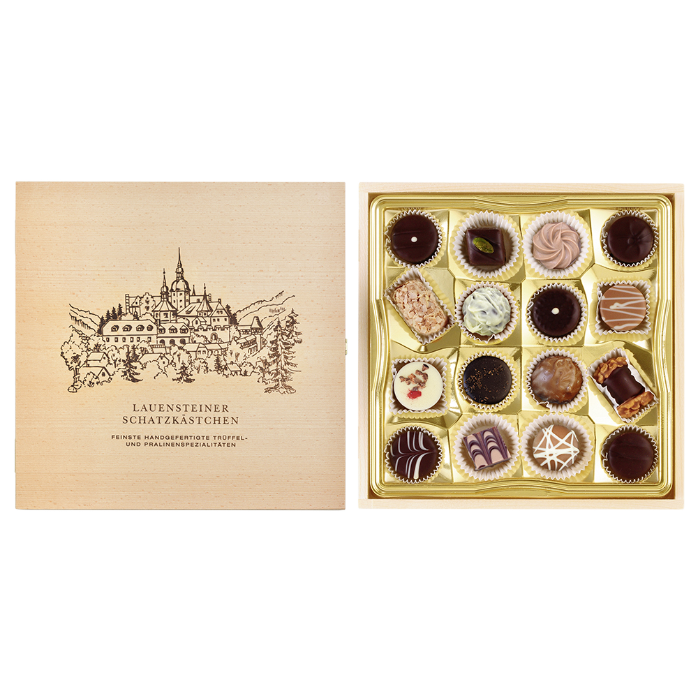 Buchenholz-Schatzkästchen Buchenholz-Schatzkästchen von Confiserie Burg Lauenstein GmbH