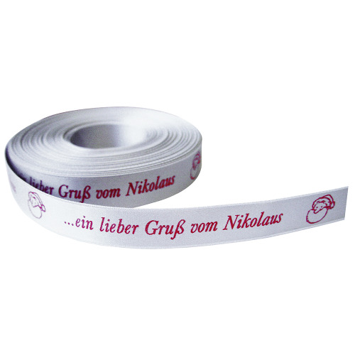 Schleifenband "Gruß vom Nikolaus" Schleifenband "Gruß vom Nikolaus" von Confiserie Burg Lauenstein GmbH