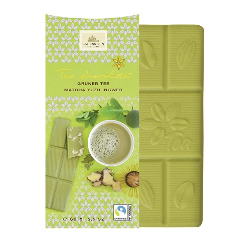 Teeschokolade "Grüner Tee Matcha-Yuzu-Ingwer" von Confiserie Burg Lauenstein GmbH