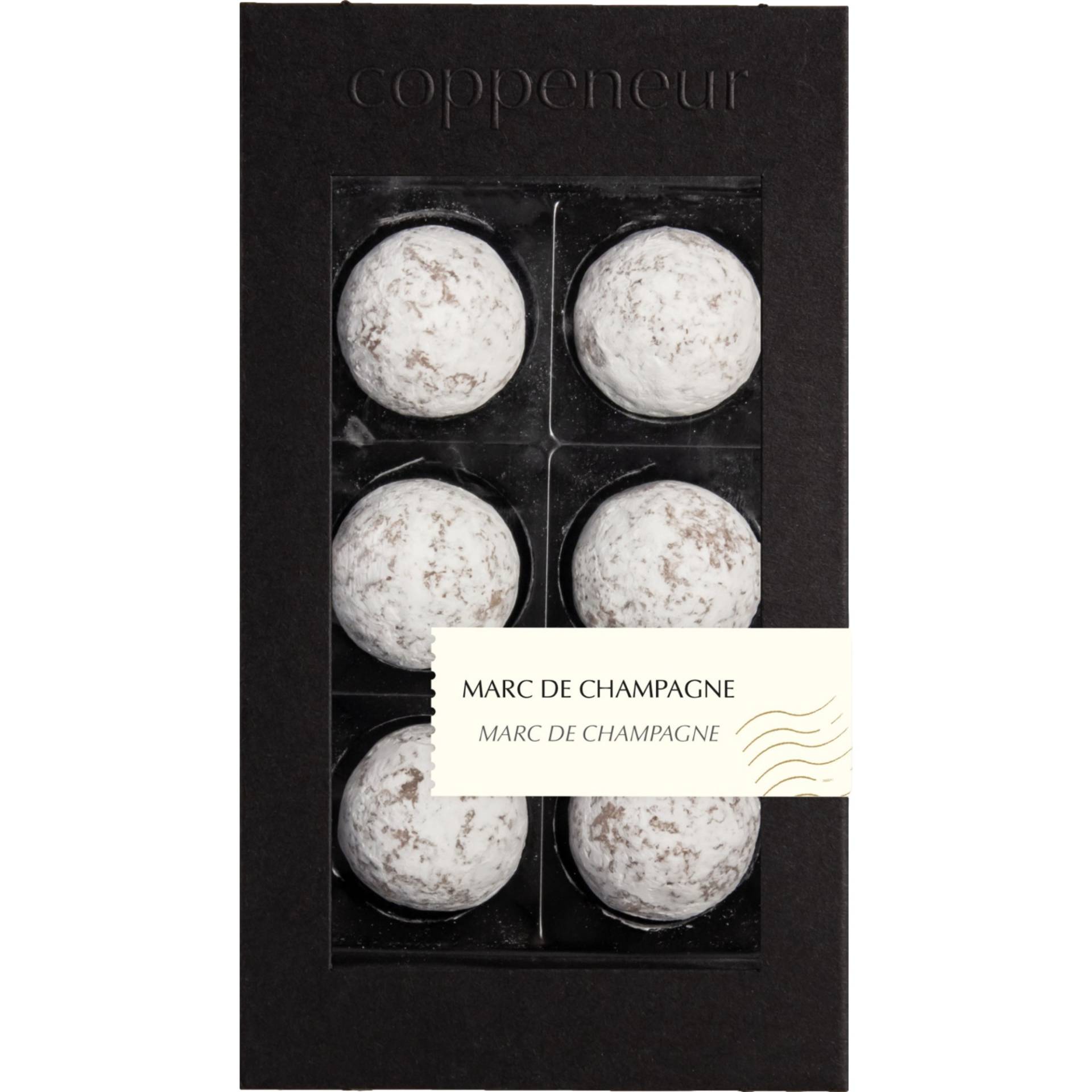 Coppeneur 6er Sélection Marc de Champagne, 6 alkoholhaltige Marc de Champagne Pralinen, 68 g, Food Coppeneur 6er Sélection Marc de Champagne, 6 alkoholhaltige Marc de Champagne Pralinen, 68 g, Food von Confiserie Coppeneur et Compagnon GmbH - Gewerbepark Dachsberg 1, 53604 Bad Honnef - DE