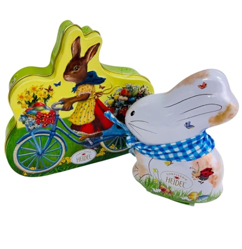 Confiserie Heidel I Geschenkset Ostern I 1x Osterhäschen Ostergrüße 1x Schmuckdose Oster Nostalgie I gefüllt mit Pralinencreme - Schokopralinen I Perfekt für Ostergeschenke Erwachsene von Confiserie Heidel