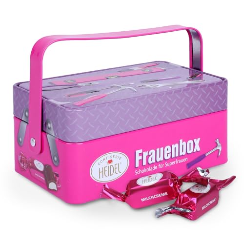 Heidel Frauenbox – Schokolade Pralinen im Werkzeug-Design – Frauengeschenke für Mama, Oma, Schwester, Partnerin oder Kollegin– Perfekt für Geburtstag, Muttertag & Dankeschön – Süßigkeiten mit cremiger von Confiserie Heidel