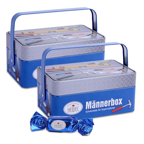 Heidel Männerbox 2er Set – Schokolade Pralinen im Werkzeug-Design – Männergeschenke für Papa, Opa, Bruder, Partner – Perfekt für Geburtstag, Vatertag & Dankeschön – Süßigkeiten mit cremiger Füllung Heidel Männerbox 2er Set – Schokolade Pralinen im Werkzeug-Design – Männergeschenke für Papa, Opa, Bruder, Partner – Perfekt für Geburtstag, Vatertag & Dankeschön – Süßigkeiten mit cremiger Füllung von Confiserie Heidel
