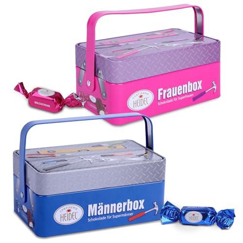 Heidel Männerbox & Frauenbox Set – Schokolade Pralinen im Werkzeug-Design – Männergeschenke für Papa, Mama, Opa, Oma und Freunde – Perfekt für Geburtstag, Vatertag, Muttertag & Dankeschön Heidel Männerbox & Frauenbox Set – Schokolade Pralinen im Werkzeug-Design – Männergeschenke für Papa, Mama, Opa, Oma und Freunde – Perfekt für Geburtstag, Vatertag, Muttertag & Dankeschön von Confiserie Heidel