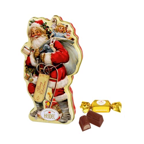 Heidel | Weihnachtsmann-Metalldose mit Milchschokolade gefüllt mit Nougatcreme | Geschenkbox aus Metall für Weihnachtsdekorationen Heidel | Weihnachtsmann-Metalldose mit Milchschokolade gefüllt mit Nougatcreme | Geschenkbox aus Metall für Weihnachtsdekorationen von Confiserie Heidel