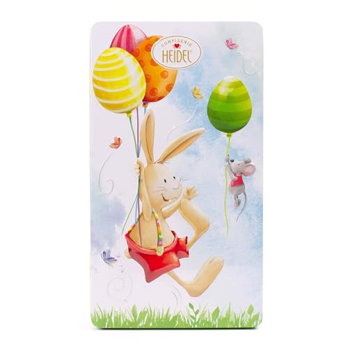 Heidel Schmuckdose Ostergrüße mit Schokolade 90g, Premium Mini Vollmilchschokoladen-Tafeln verpackt in dekorativer Metalldose, Ideal als Ostergeschenk Heidel Schmuckdose Ostergrüße mit Schokolade 90g, Premium Mini Vollmilchschokoladen-Tafeln verpackt in dekorativer Metalldose, Ideal als Ostergeschenk von Confiserie Heidel