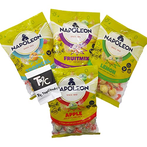 Napoleon Bonbons Set Tropical | Früchtemix | Zitrone | Apfel 4 x 130g von Confiserie Napoleon