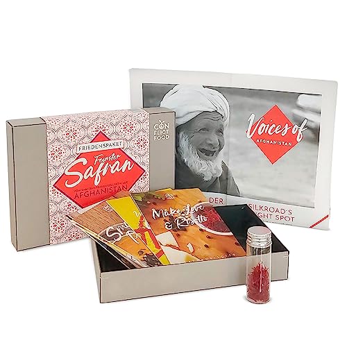 Conflictfood® Nachhaltiges Safran-Geschenk-Set in Gourmet-Qualität | 1G Echter Safran | Fair & Direct Trade mit einem unabhängigen Frauenkollektiv aus Afghanistan | Safran-Fäden in Geschenk-Box von Conflictfood