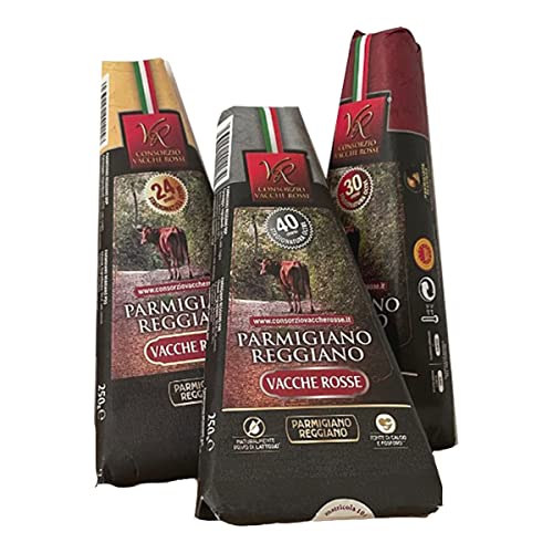 Consorzio Vacche Rosse - Parmigiano Reggiano DOP Rote Kühe - 3 Gewürze, 24, 30 und 40 Monate - 3 x 250 g Consorzio Vacche Rosse - Parmigiano Reggiano DOP Rote Kühe - 3 Gewürze, 24, 30 und 40 Monate - 3 x 250 g von Consorzio Vacche Rosse
