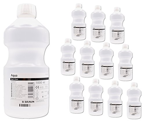 Steriles Wasser AQUA B. Braun 12 Liter (12x 1000ml) PP Flaschen mit Griff-Taille von ConsuMed