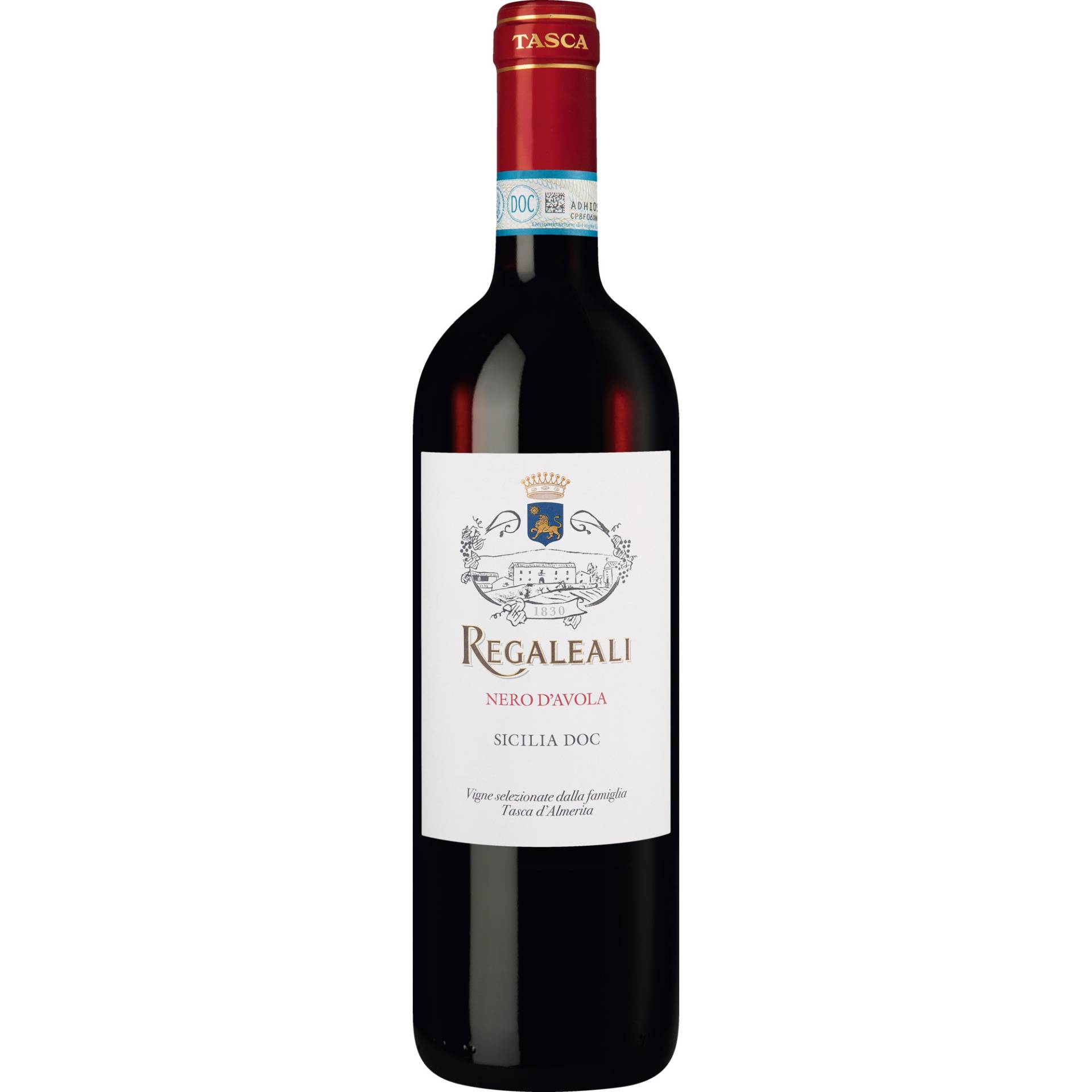 Regaleali Nero d'Avola, Sicilia DOC, Sizilien, 2022, Rotwein von Conte Tasca d'Almerita Soc. Agr. a R.L. Palermo, nella propria Tenuta Regaleali, Sclafani Bagni (PA), Italia