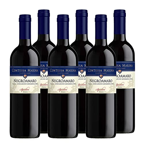 Negroamaro Puglia IGT "Contessa Marina" Castellani Rotwein Apulien trocken (6 x 0.75l) von Contessa Marina