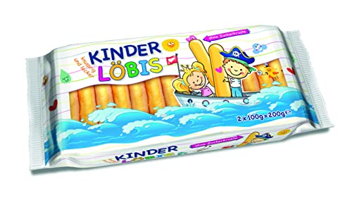 Kinder Löbis, Löffelbiskuits ohne Zuckerkruste, leckere Kinderkekse, Doppelpack 200g (2 x 100g) von Continental Bakeries