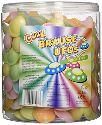 Cool Brause Ufos, 300 prickelnde Brause Ufos, Frischhaltedose wiederverschließbar (1 x 381 g) von COOL