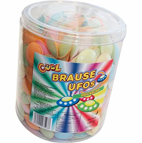 Cool Brause Ufos, 300 prickelnde Brause Ufos, Frischhaltedose wiederverschließbar (1 x 381 g) von COOL