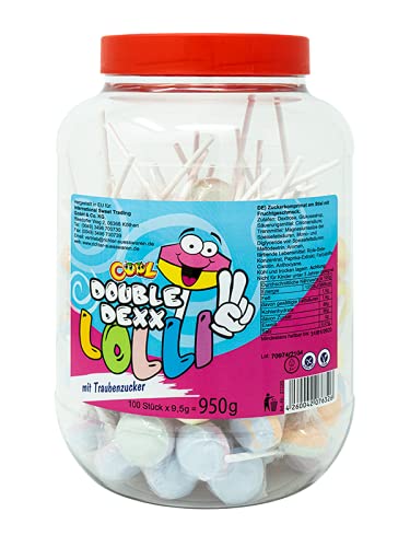 Cool Double Dexx 100 Lollies mit Traubenzucker und Fruchtgeschmack in der Dose, 1er Pack (1 x 950g) von Cool