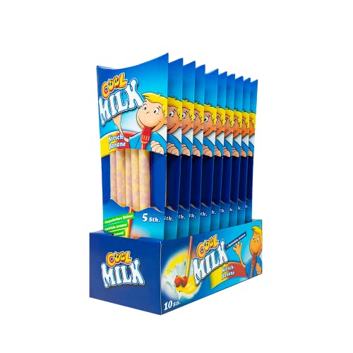 Cool Milk ÖKO Trinkhalme zum Kakaomachen| Kirsch Banane KIBA |10 Packungen mit je 5 kompostierbaren Trinkstrohhalmen (1 Tray x 300 g) von Cool