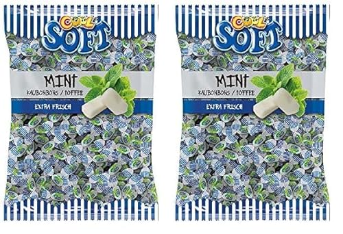 Cool Soft Kaubonbons Mint, Extra Frisch, Weichkaramelle mit Minzgeschmack, 1 kg (Packung mit 2) von Cool