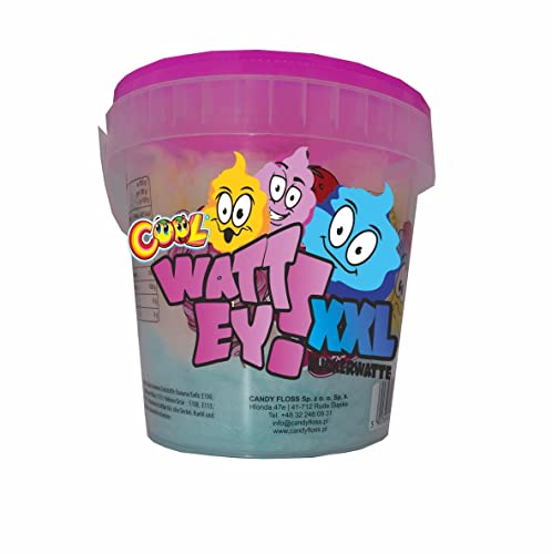 COOL WATT EY! XXL Zuckerwatte Eimer 50g – 1000ml Riesenportion, 3 Sorten je Eimer, Bunter Jahrmarkt-Genuss, Fluffig & Süß im praktischen Eimer von Cool