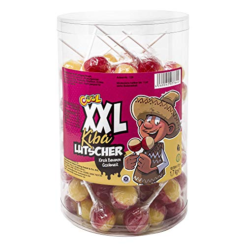 Cool XXL Kiba Lutscher 100 x 17g, 100 große Kirsch Banane Lollis, 100 x 17g, 1700 g von Cool