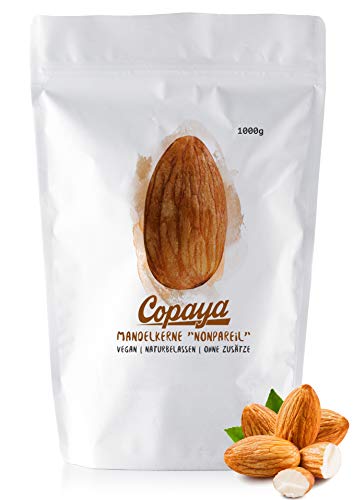 Copaya, Mandelkerne, Naturbelassene knackige Mandeln in Rohkostqualität, Ungeröstet & Ungesalzen (1000g) von Copaya