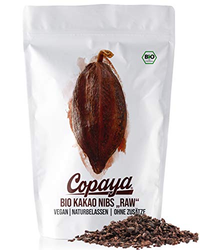 Copaya Bio Kakao Nibs Roh ohne Zusätze, Kakaonibs aus Peruanischen Kakaobohnen, Kontrollierte Premium Bohnen, Ungeröstet & Ungesüßt, 500g von Copaya