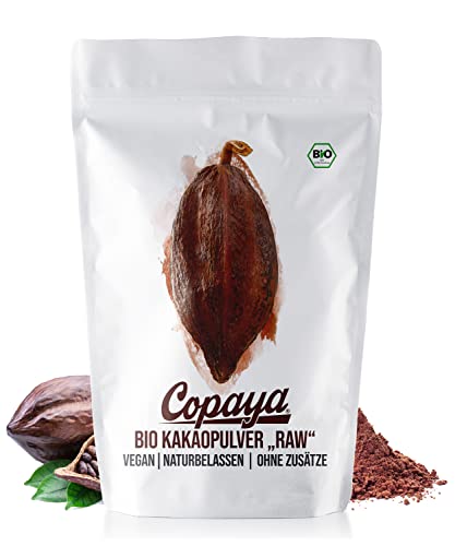 Copaya Kakaopulver BIO 4Kg, Rohes Kakao Pulver aus biologischem Anbau, Ungesüßt, Unverwechselbares & Intensives Aroma, Aus Hochwertigen Kakaobohnen, 11% Fett, Stark Entölt, 4000g (4x 1000g) von Copaya