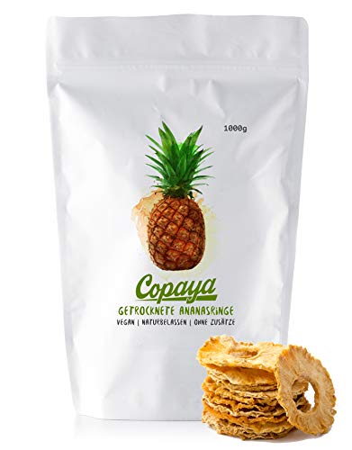 Ananas getrocknet 1000g aus Costa Rica, Ganze Ananasringe ohne Zusätze, Ungezuckert & Ungeschwefelt, 100% Pur | 1KG von Copaya