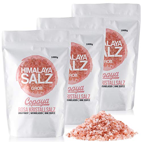 Rosa Kristalsalz "Himalaya Salz" | Grob | Unraffiniert & Ohne Zusätze | Natur Salz (3x1000g) von Copaya