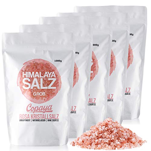 Rosa Kristalsalz "Himalaya Salz" | Grob | Unraffiniert & Ohne Zusätze | Natur Salz (5x1000g) von Copaya