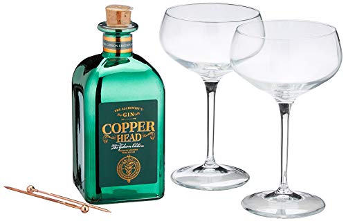 Copperhead London Dry Gin inklusiv 2 Martinigläsern (1 x 0.5 l) von Copperhead