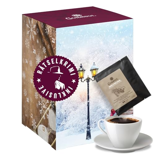 Corasol Premium Krimi & Kaffee Adventskalender mit Rätsel-Krimi: Entführung im Hyde Park & 24 besonderen Kaffees in komfortablen Coffeebags (240 g) von Corasol