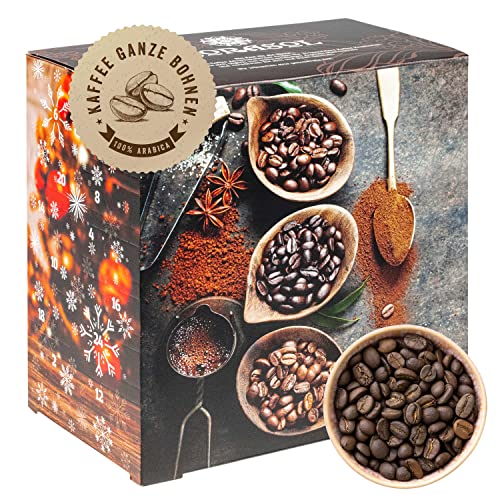 Corasol Premium Flavoured Coffee Kaffee-Adventskalender mit 24 aromatisierten Kaffee-Kreationen, ganze Bohnen für Genießer (240 g) von Corasol