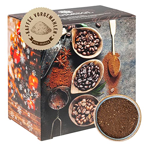 Corasol Premium Flavoured Coffee Kaffee-Adventskalender mit 24 aromatisierten Kaffee-Kreationen, gemahlen für Genießer (240 g) von Corasol