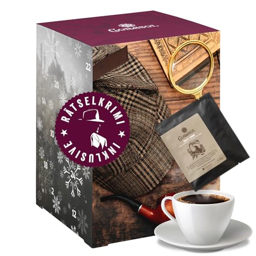 Corasol Premium Krimi & Kaffee Adventskalendermit Rätsel-Krimi: Wo ist Lord Edgerton - und Kaffees aus aller Welt im Coffeebag (240 g) von Corasol