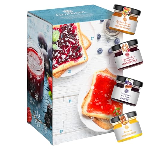 Corasol Premium Marmeladen & Konfitüren, Fruchtaufstriche im Glas Frühstück-Adventskalender (720 g) von Corasol